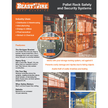 Beastwire By Spaceguard Pallet Rack Safety Back Panel, 144"Wx48"H W/6" Offset Drop-In Brackets RS1N120604